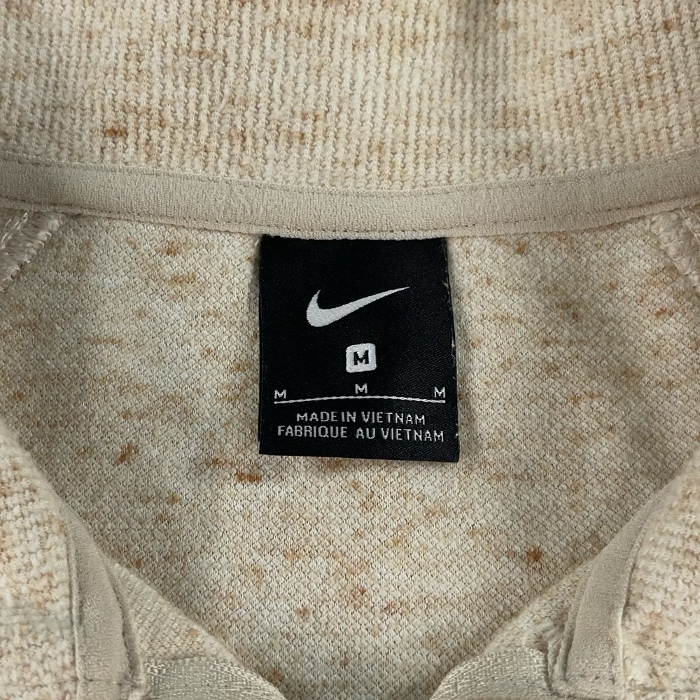 Nike Quarter Zip Mock Neck Pullover Sweater Women's Size Medium Beige Cropped - Picture 4 of 12